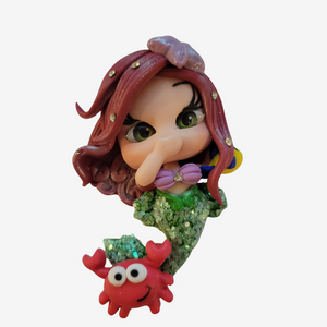 717 Mermaid Luna  Xmas Clay Doll for Bow-Center, Jewelry Charms, Accessories, and More