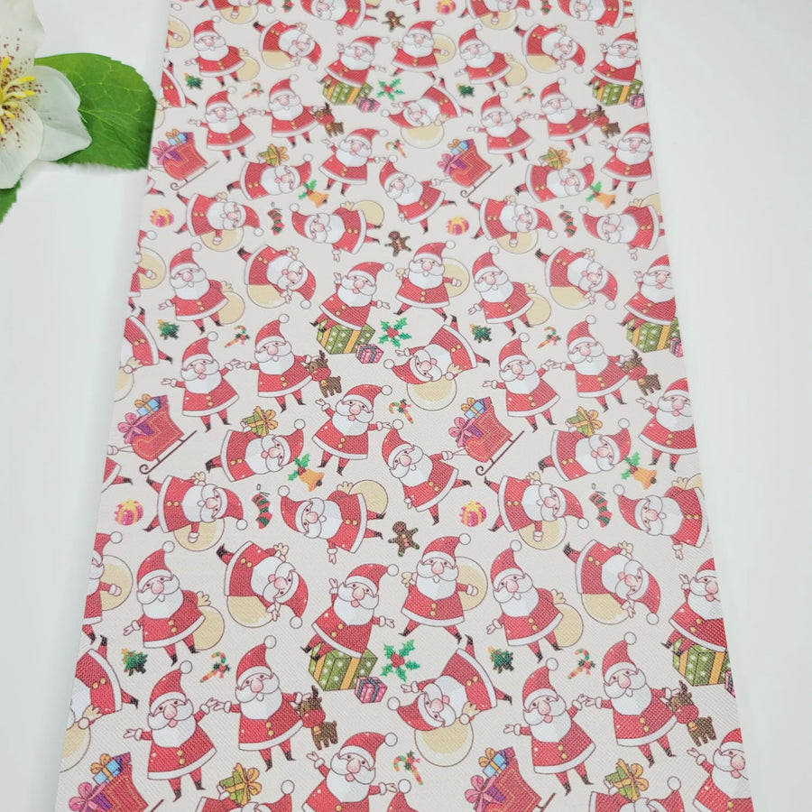 Christmas - Santa  Faux Leather Printed Vinyl Sheet