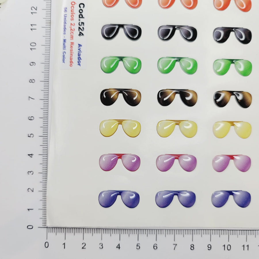 Adhesive Resin SunGlasses for Clays MNC 524 Aviator 2.2cm 56 Units (Multicolor)