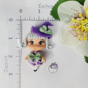 Witch Silver #589 Clay Doll for Bow-Center, Jewelry Charms, Accessories, and More