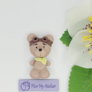 Teddy The Pilot  Bear #550 Clay Doll for Bow-Center, Jewelry Charms, Accessories, and More
