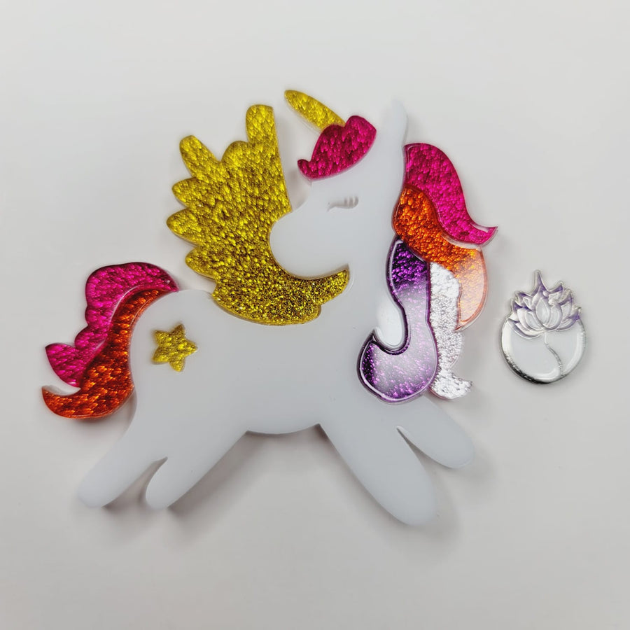 Flying Unicorn Double Acrylic Apliques