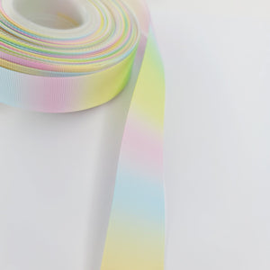 Pastel Gradient Rainbow Grosgrain Ribbon - 1" (25mm) -Sold by the Yard