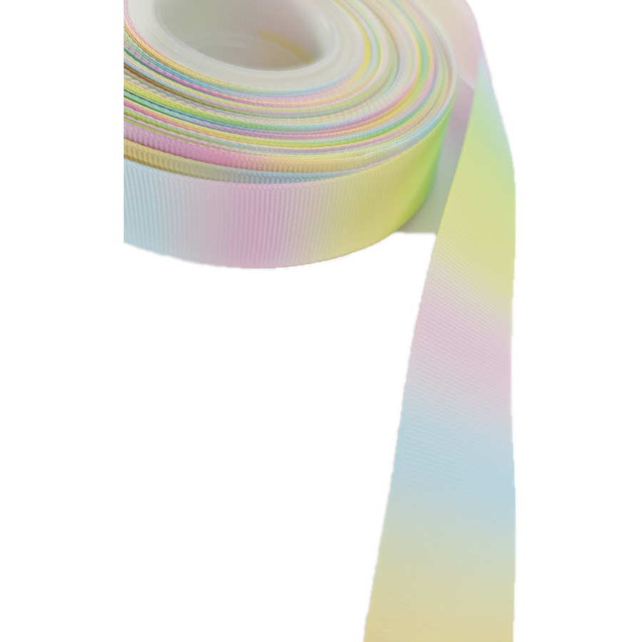 Pastel Gradient Rainbow Grosgrain Ribbon - 1" (25mm) -Sold by the Yard