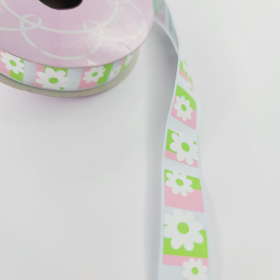 Baby Daisies Printed Ribbon - 5/8" (15mm) - Sold by the Yard