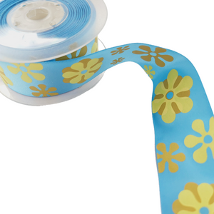 Flowers Satin Ribbon - 1 1/2" (38mm) - Sold by the Yard