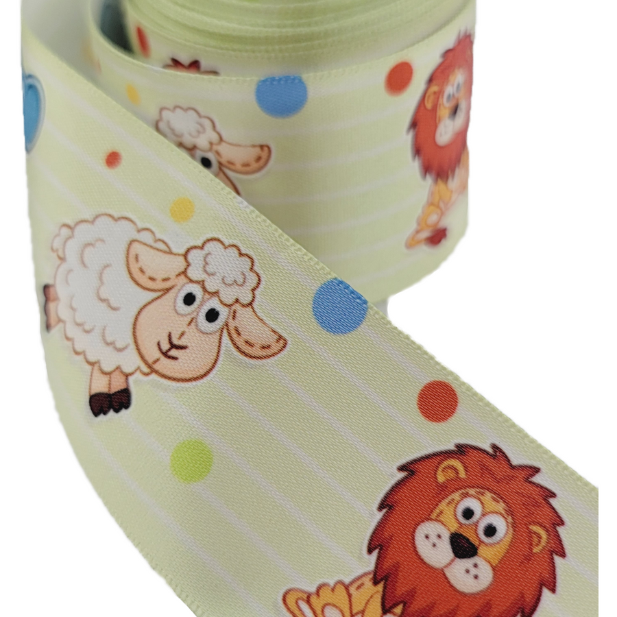 Little Animals Satin Ribbon - 1 1/2" (38mm) - Sold by the Yard