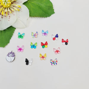 Butterflies Flatback Resin Cabochons -  Set of 15