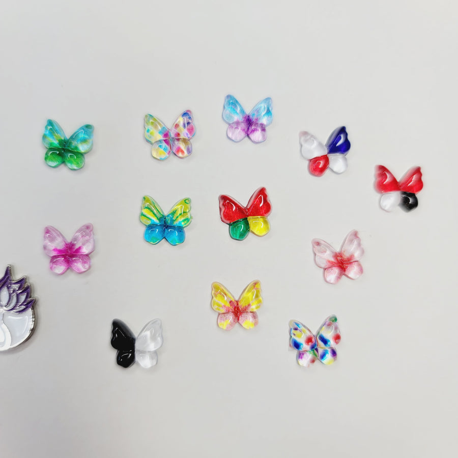 Butterflies Flatback Resin Cabochons -  Set of 15