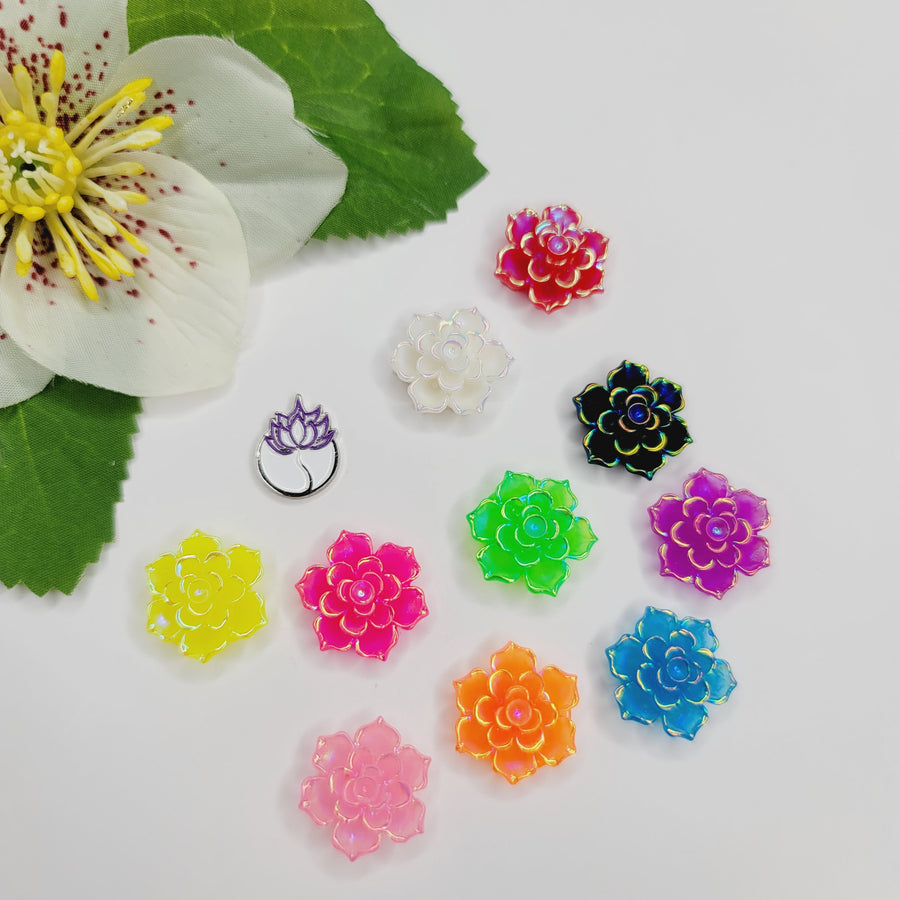 Resin Flatback Flowers for Craft - Mixed Colors - Set of 10