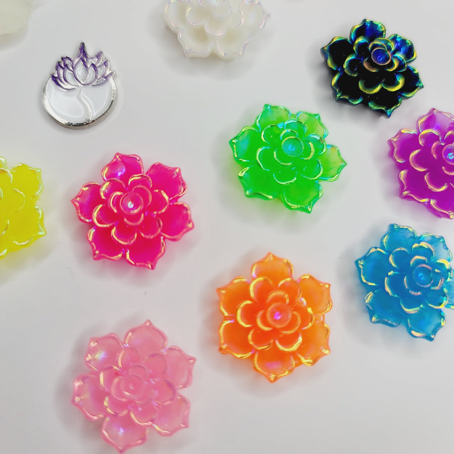 Resin Flatback Flowers for Craft - Mixed Colors - Set of 10