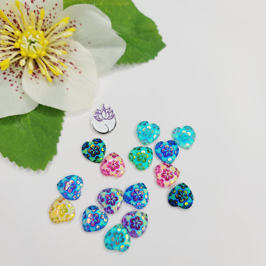 Resin Flatback Little Hearts for Craft - Mixed Colors - Set of 15