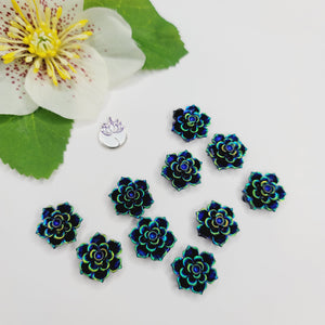 Resin Flatback Flowers for Craft - Black - Set of 10