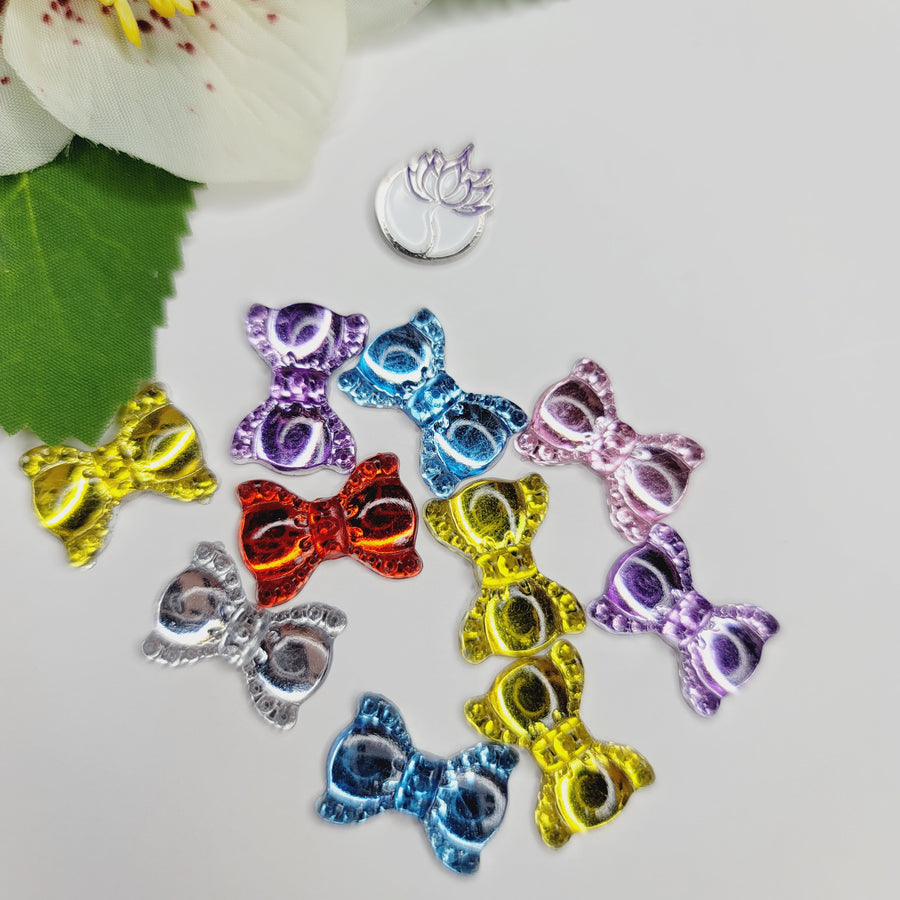 Resin Flatback Bows for Craft - Mixed Colors - Set of 10