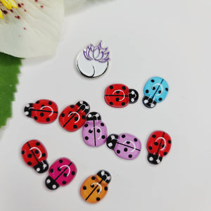 Flatback Resin Ladybugs for Craft - Mixed Colors - Set of 10