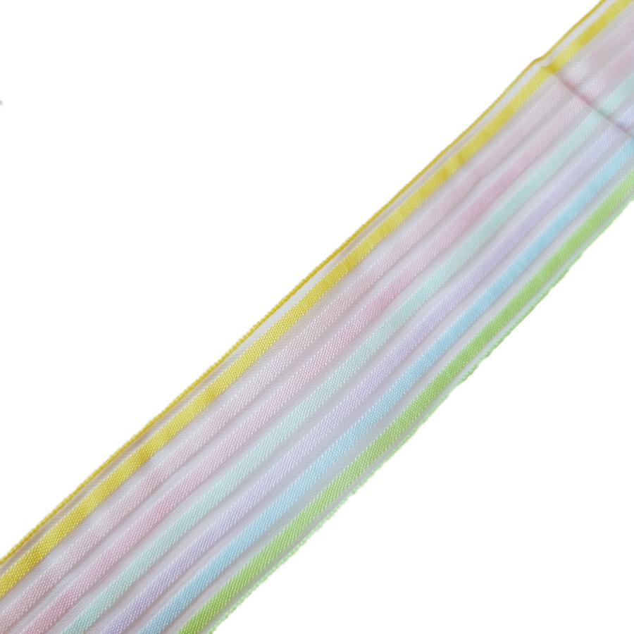 Sheer Pale Colors Stripes Shinimbu Grosgrain Ribbon - 1 1/2" (38mm) - Sold by the Yard