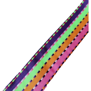 Neon Stripes Shinimbu Grosgrain Ribbon - 1 1/2" (38mm) - Sold by the Yard