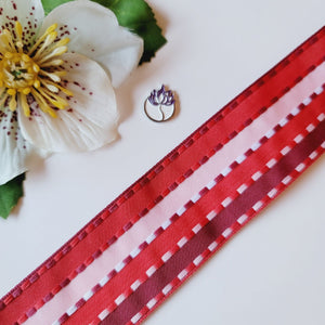Red Stripes Sinimbu Grosgrain Ribbon - 1 1/2" (38mm) - Sold by the Yard