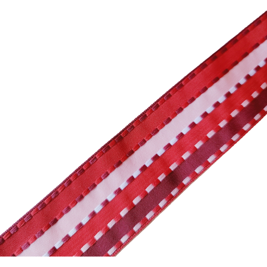 Red Stripes Sinimbu Grosgrain Ribbon - 1 1/2" (38mm) - Sold by the Yard