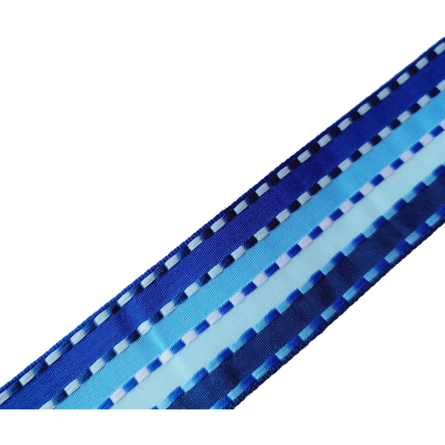 Blue Stripes Sinimbu Grosgrain Ribbon - 1 1/2" (38mm) - Sold by the Yard
