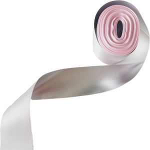 Baby Pink and Silver Satin Ribbon - 1 1/2" (38mm) - Sold by the Yard