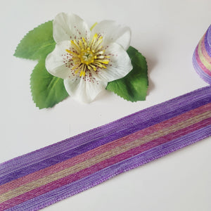 Purple Stripes Wired Grosgrain Ribbon - 1 1/2" (38mm) - Sold by the Yard