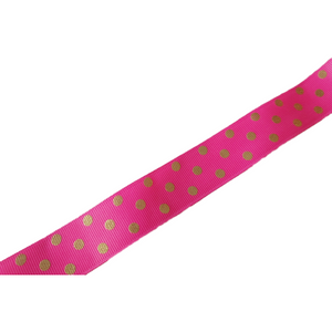 Metallic Polka Dots Pink Grosgrain Ribbon -1" (25mm) - Sold by the Yard