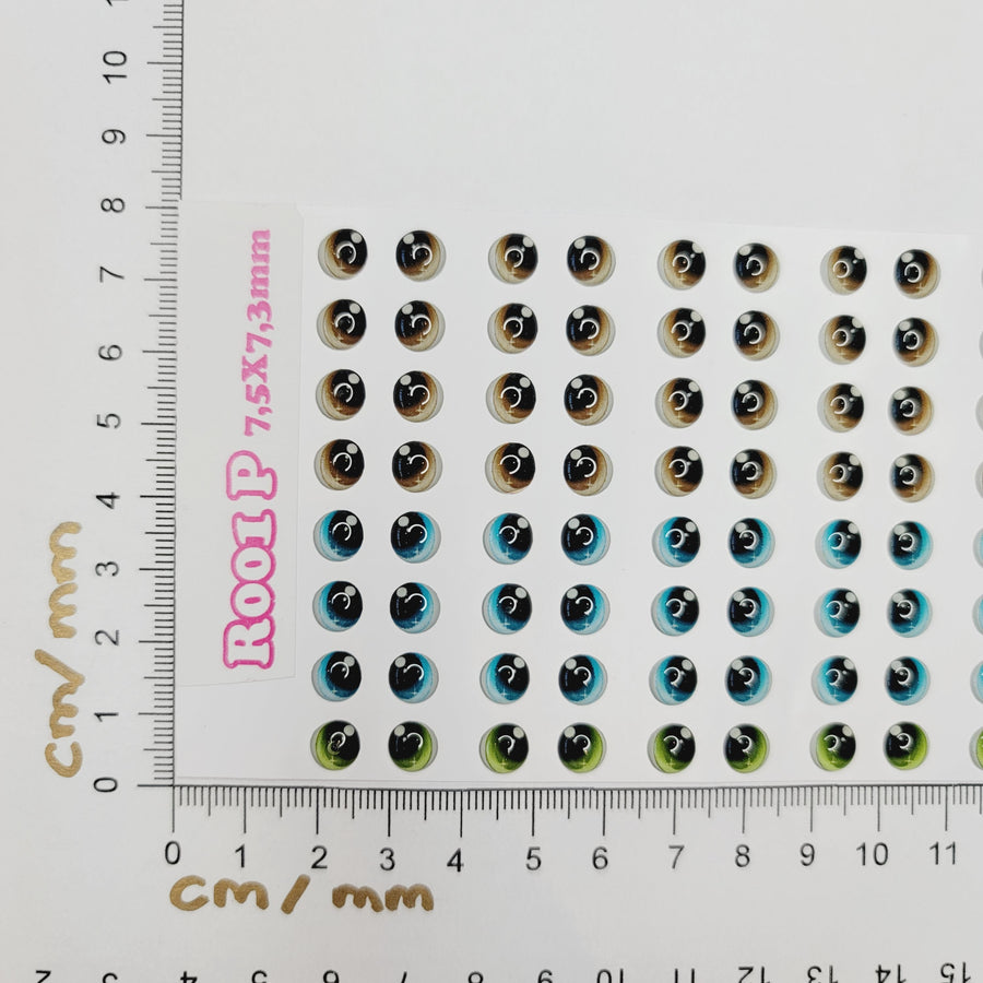 Adhesive Resin Eyes for Clays Multicolor STY R001 P 64 Pairs