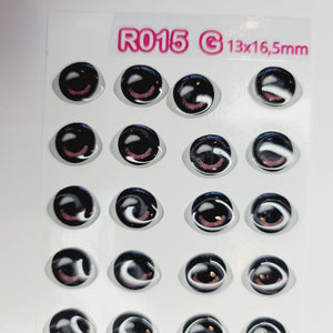 Adhesive Resin Eyes for Clays Multicolor STY R015 G 20 Pairs