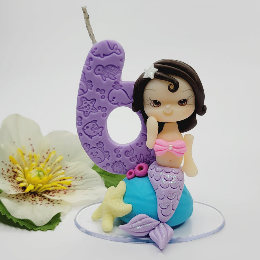 Mermaid Decorative Candle #6 for cake top