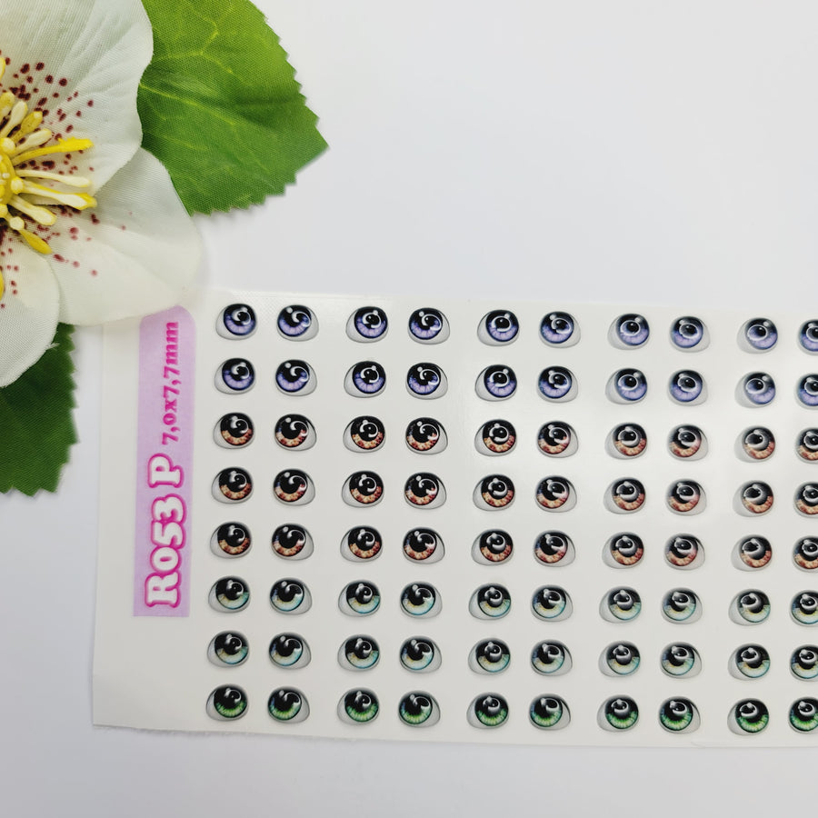 Adhesive Resin Eyes for Clays Multicolor STY R053 P 64-Pairs