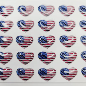 Adhesive Resin American Flag - Heart  STY 12.5x17 mm 45 units