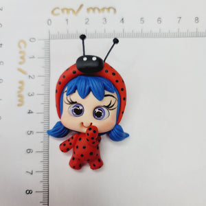 Red Girl 2 #487 Clay Doll for Bow-Center, Jewelry Charms, Accessories, and More