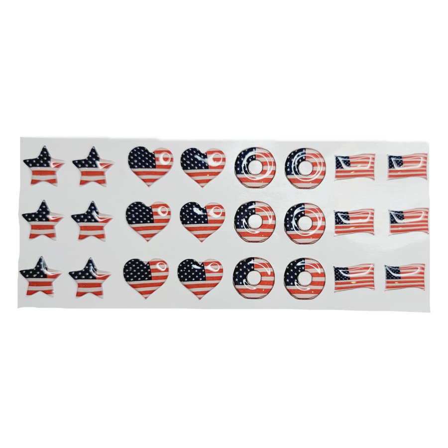Adhesive Resin USA Flag V.A.for Clays Multicolor (SM) 24UN - 1.7 cm