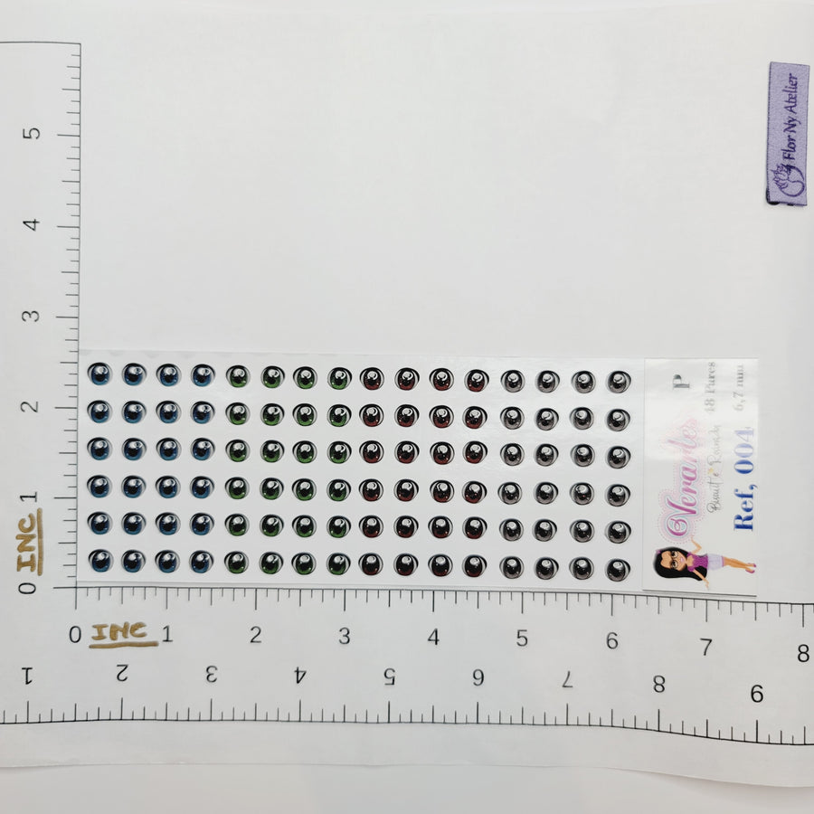 Adhesive Resin Eyes for Clays Multicolor V.A. 004 (SM) 48 Pairs(P) 6.7MM