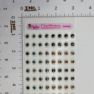 Adhesive Resin Eyes for Clays Multicolor STY Realistic MED #2 10mm 56 Pairs