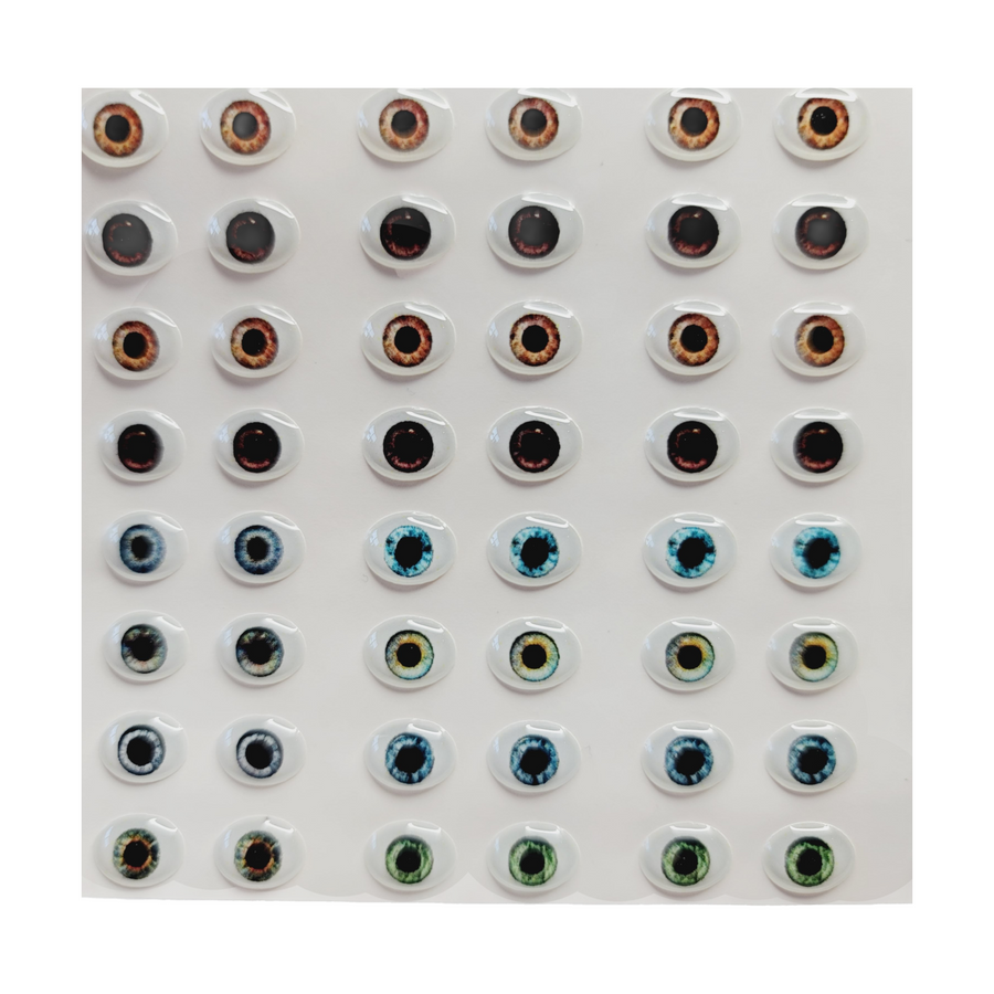 Adhesive Resin Eyes for Clays Multicolor STY Realistic MED #1 9MM 56 Pairs