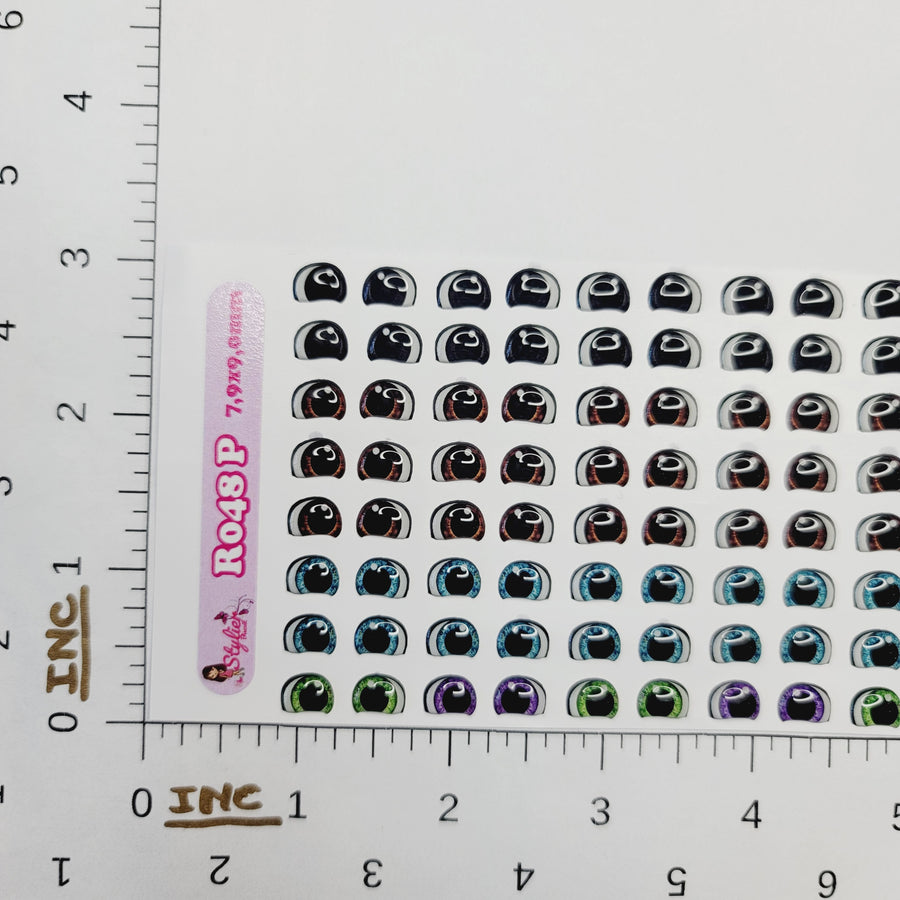 Adhesive Resin Eyes for Clays Multicolor STY R048 P 64Pairs