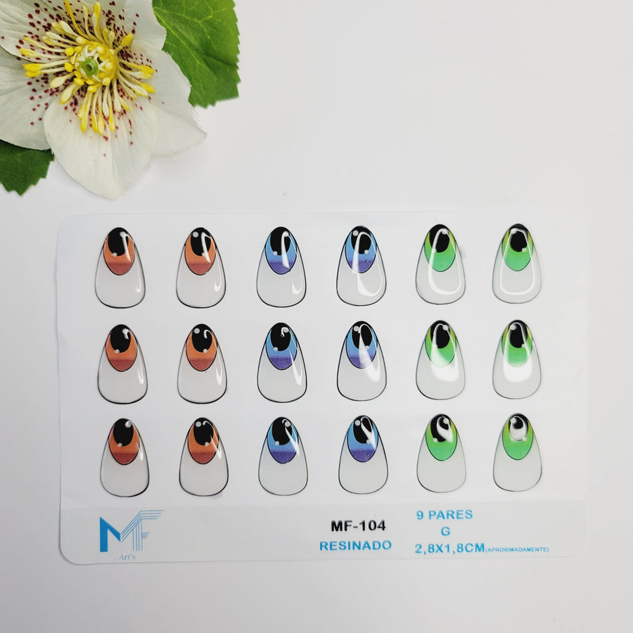 Adhesive resin eyes for clays MF-104 felt eyes LG/G (2.8x1.8 cm) 09 Units