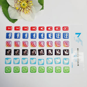 Adhesive resin for clays MF-41 Social Media Icons (1.5 cm) 48 Units