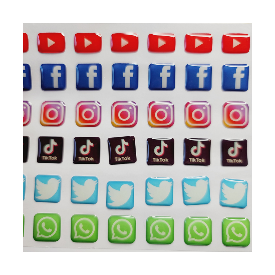 Adhesive resin for clays MF-41 Social Media Icons (1.5 cm) 48 Units