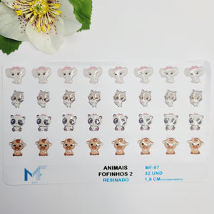 Adhesive resin for clays MF-97 cute animals #2 (1.8 cm) 32 Units