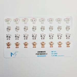 Adhesive resin for clays MF-97 cute animals #2 (1.8 cm) 32 Units