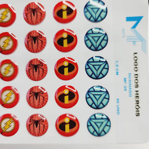 Adhesive resin for clays MF 26 super heroes symbols  (1.5 cm) 40 Units