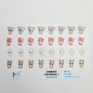 Adhesive resin for clays MF-97 cute animals #1 (1.8 cm) 32 Units