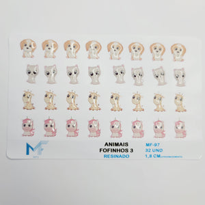 Adhesive resin for clays MF-97 cute animals #3 (1.8 cm) 32 Units