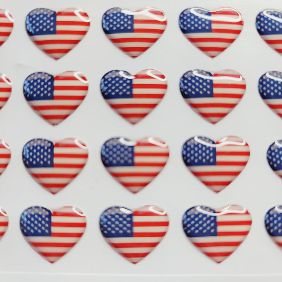Adhesive resin for clays MF-82 American flag Heart ( 1.5 cm) 40 units