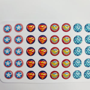 Adhesive resin for clays MF 26 super heroes symbols MICRO  (7 mm) 80 units
