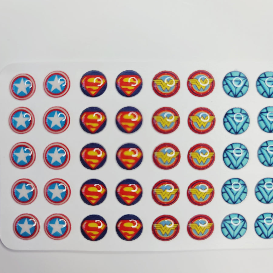 Adhesive resin for clays MF 26 super heroes symbols MICRO  (7 mm) 80 units