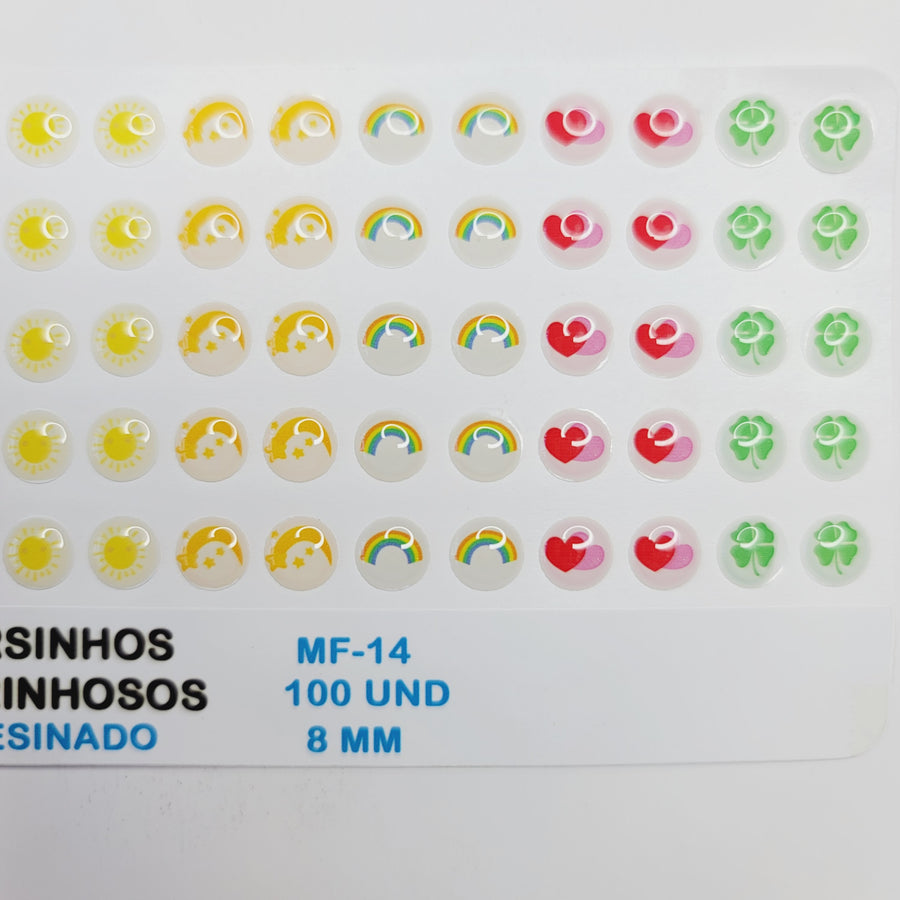 Adhesive resin for clays MF 14 care bear symbols MICRO  (8 mm) 100 units